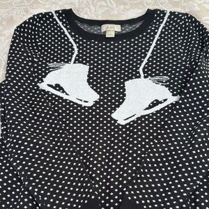 LOFT Black and White Patterned Sweater